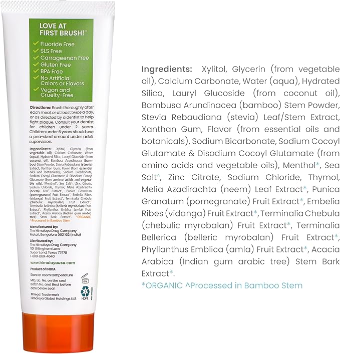 Himalaya Botanique Whitening Antiplaque Toothpaste with Bamboo + Sea Salt, Fluoride Free, for Gentle Whitening, 4 oz-Ruum Studio Home