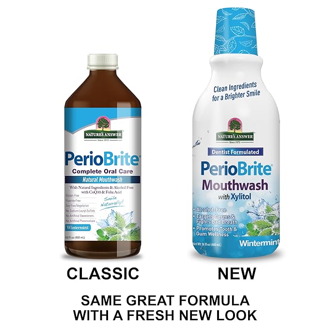 Nature's Answer Periobrite Winter Mint Mouthwash | Promotes Healthy Teeth & Gums| Fights Bad Breath | Fluoride-Free, Alcohol-Free, Gluten-Free & Vegan| No Artificial Preservatives 16oz-Ruum Studio Home