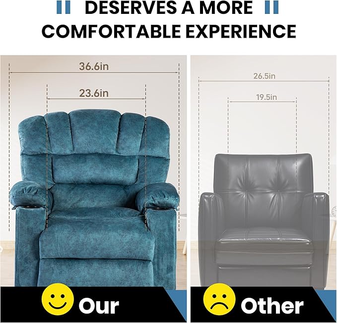 Recliner Chair Manual Modern Ergonomic Lounge Single Sofa Seat Living Room Lounge Recliners on Clearance Foam Filling-Ruum Studio Home