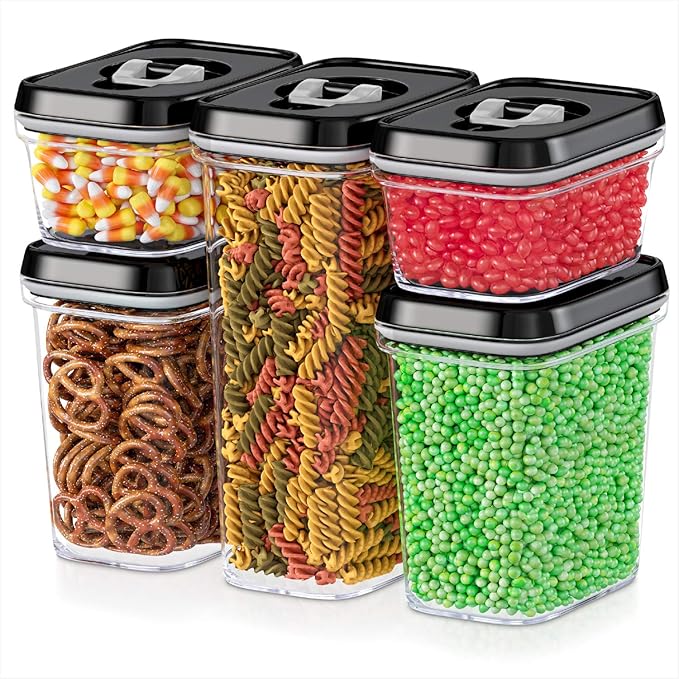 DWËLLZA KITCHEN Airtight Food Storage Containers with Lids - 5 Piece Set - Kitchen Accessories Food Containers - Pantry Organization and Storage - Clear Plastic BPA-Free - Keeps Food Fresh & Dry-Ruum Studio Home