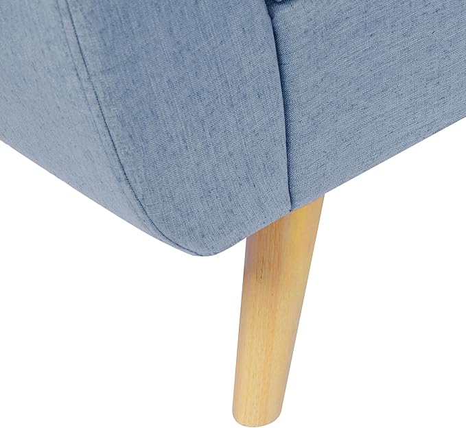 HomePop Modern Storage Bench with Wood Legs |Homepop Home Décor|Bench with Storage for Living Room & Bedroom - French Blue Woven-Ruum Studio Home