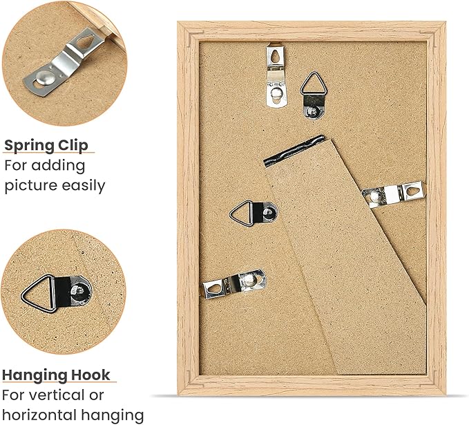 upsimples 4x6 Picture Frame, Natural Solid Wooden Picture Frames, Display 3.5x5 with Mat or 4 x 6 Without Mat, Wall or Tabletop, 1 Pack, Natural-Ruum Studio Home