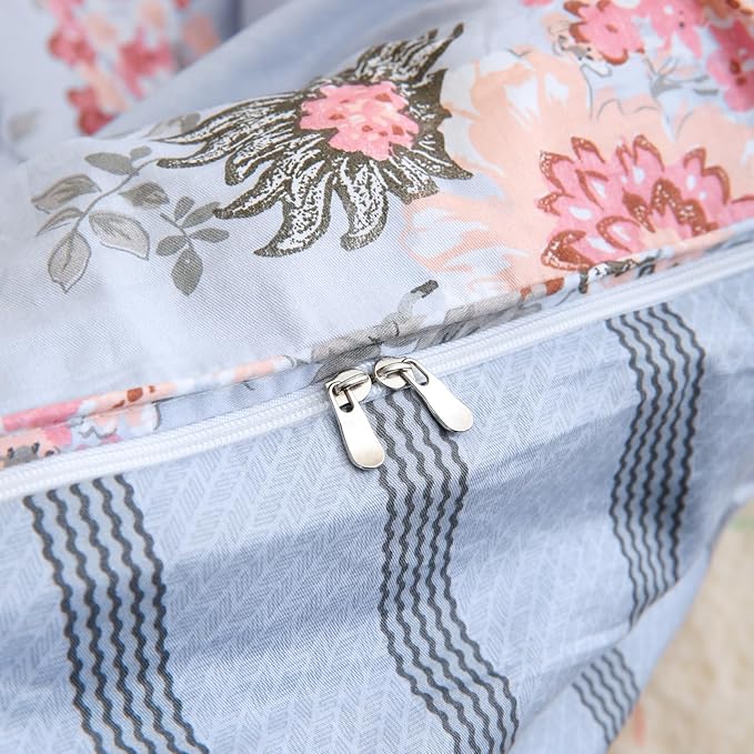 ABREEZE Floral Duvet Cover Queen Size Set Bird Flowers Bedding Set 100% Brushed Cotton Bedding Collection 1 Duvet Cover with 2 Pillowcases Grey-Ruum Studio Home