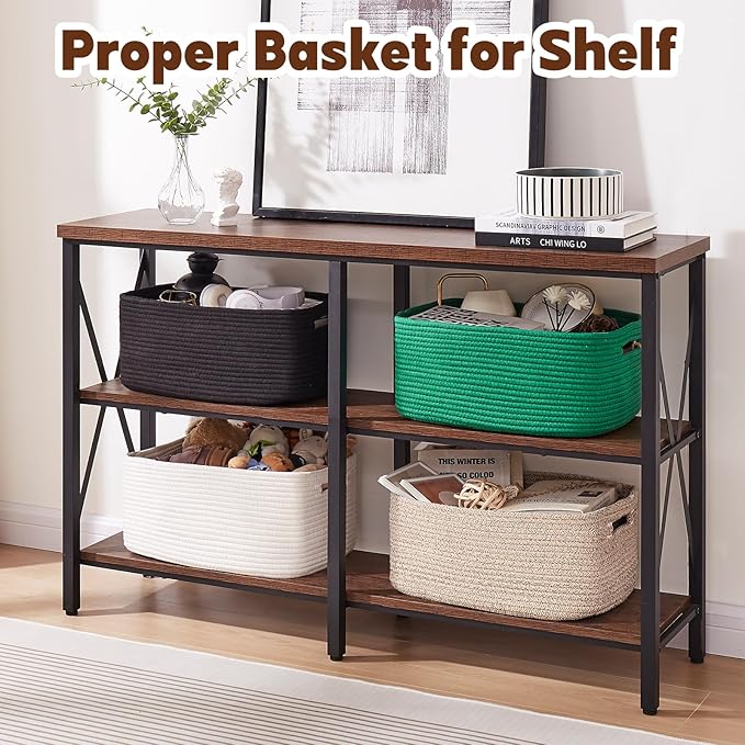 OIAHOMY Storage Basket for Shelves, Closet Cube Storage Bins Baskets for Clothes Blanket Towels, Baby Nursery, Toy Baskets Box, Woven Rope Basket, 15.75*11.81*7.09 IN, 2 Packs White-Ruum Studio Home