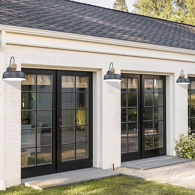 Outdoor Barn Light Gooseneck Barn Light, Farmhouse Exterior Wall Mount Light Vintage Wall Lighting Fixture Industrial Sconce Lantern for Porch, Entryway, Garage, Blue, 2 Pack, Large-Ruum Studio Home