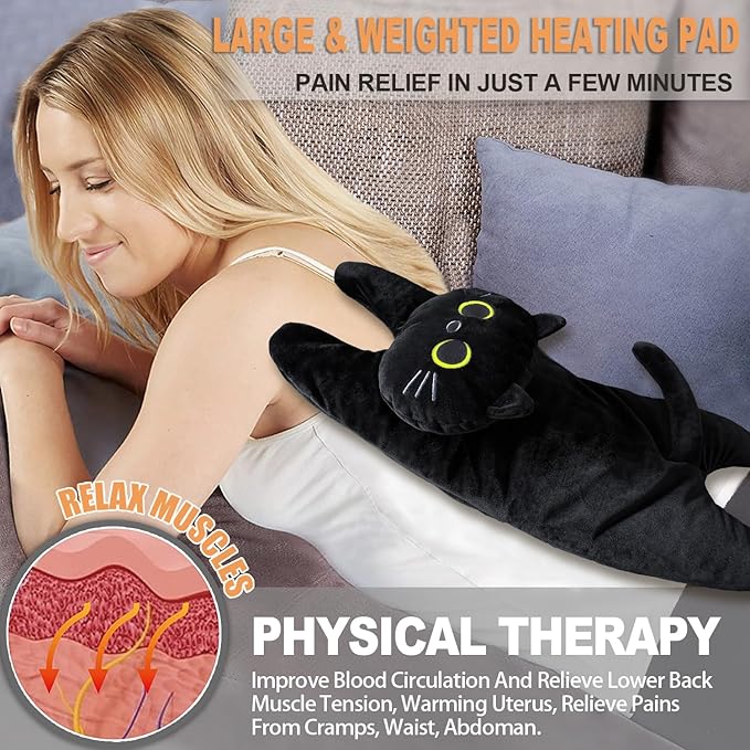 Microwave Heating Pad for Cramps Pain Relief, 19 * 9" Microwavable Heating Pads for Back, Neck Shoulder, Cute Microwave Heating Pad Stuffed Animal, Moist Heat Pack, Lavender-Ruum Studio Home