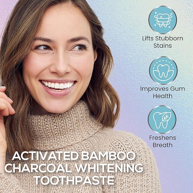 Venus Visage Activated Charcoal Toothpaste for Whitening - Effective Teeth Whitening Toothpaste for Surface Stains - Peppermint Flavor (3.7 oz/105 g)-Ruum Studio Home