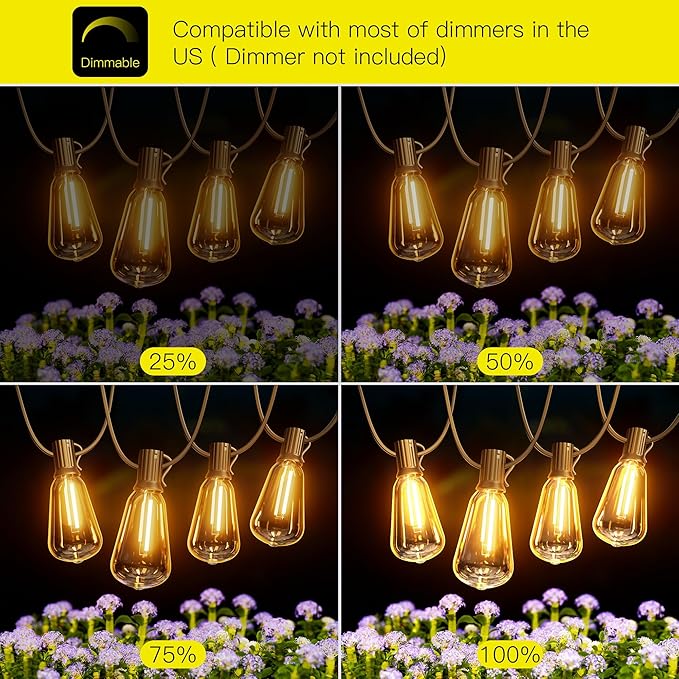 OHLUX Exterior Hanging Lights,180FT Connectable Outside Patio Lights with 94 Shatterproof ST38 LED Vintage Bulbs,2200K Connectable & Waterproof for Deck Porch Bistro Gazebos Balcony Pool(120FT+60FT)-Ruum Studio Home