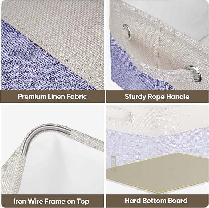 BALEINE 4 Pack Fabric Storage Bins for Shelves, Linen Storage Baskets for Organizing, Decorative Closet Bins for Clothes, Home (Lavender, 12"x8"x8")-Ruum Studio Home