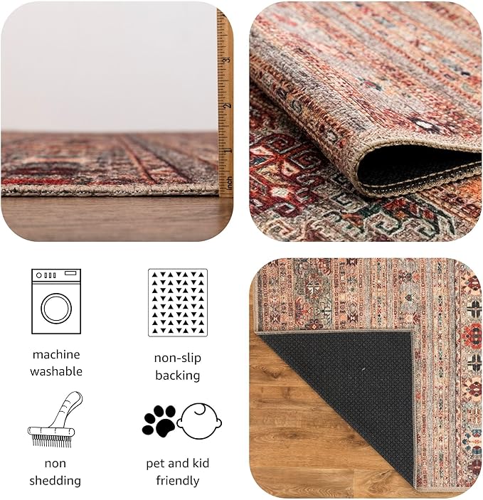Keen Home Design 3x5 Rug - Machine Washable Entry Rug with Non-Slip Backing, Ideal for Enteryway, Kitchen, Bathroom, Laundry Room - Vintage, Easy Clean, Durable, Low Pile Rug - (3' x 5')-Ruum Studio Home