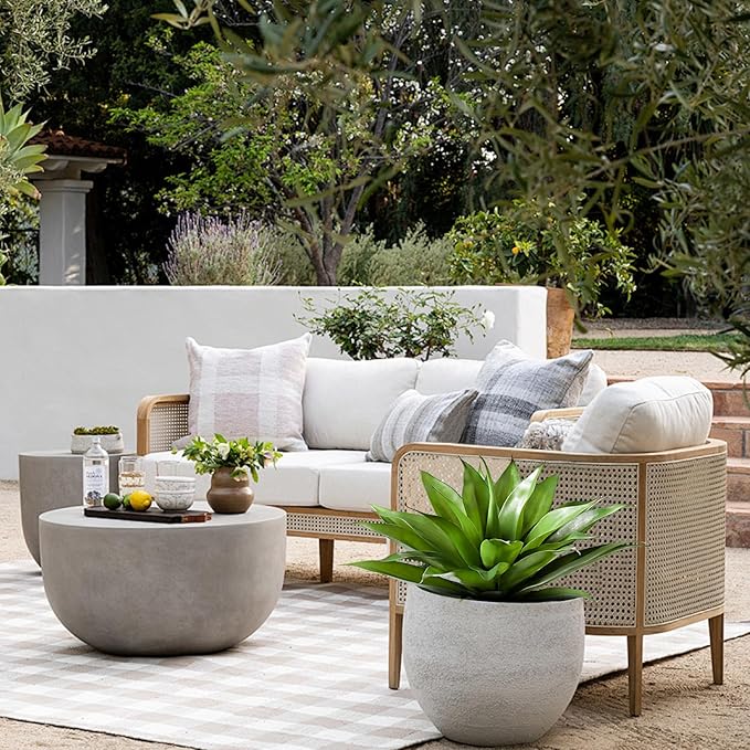 JUSTOYOU 28" Artificial Agave Plants Outdoor Large Fake Agave Plants Faux Succulents for Outdoor Indoor Home Front Porch Decor (2, Green)-Ruum Studio Home