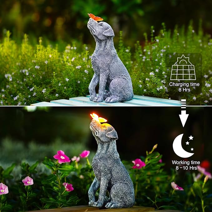 Goodeco Dog Statue with Butterfly - Ideal Gifts for Dad, Mom or Birthdays, Beautifully Crafted Outdoor Decorations to Wow Your Guests-Ruum Studio Home