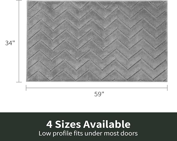 Stiio Dirt Trapper Door Mat 34x59 Inches, Front Doormat Indoor Outdoor Entrance Low Pile, All-Season, All-Weather Absorbent Entry Rug, Washable Non Slip Rug for Entryway, Grey-Ruum Studio Home
