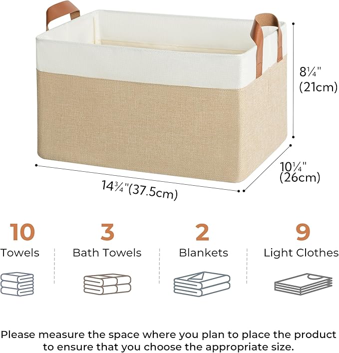 GRANNY SAYS Storage Baskets for Shelves, Closet Organizer Bins, Clothes Storage Bins with Metal Frame, Large Baskets for Organizing and Storage, Collapsible, Khaki, 2-Pack-Ruum Studio Home