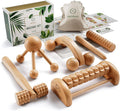 HELDSON® Wooden Therapy Massage Tools [6 Pieces] - Wood Rollers for Body Sculpting - Lymphatic Drainage Massager - Cellulite Tool - Maderoterapia Kit - Back Rolling Stick - Wellness Gifts Women, Men-Ruum Studio Home