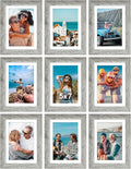 Vittanly 5x7 Picture Frames Set of 9, Shatter Resistant Plexiglass, Display 4x6 Pictures with Mat or 5x7 without Mat, Photo Frames for Wall or Tabletop, Engineered Wood, Grey-Ruum Studio Home