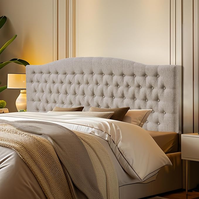 Linen Upholstered Headboard King/Cal King Size Latest Model Wall Mount, Bed Frame Mount, Featuring High-Density Sponge Padding, Luxury Texture Easy Assembly Comfort and Style-Linen-Ruum Studio Home