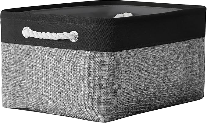 TheWarmHome Storage Basket for Organizing- 16x12x8 inch 1 Pack Fabric Storage Cubes, Bins for Organization for Shelves Organizer Gift Laundry Cloth Toy (Grey & Black)-Ruum Studio Home