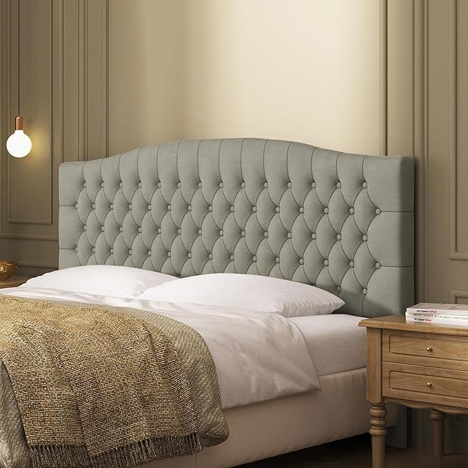 Velvet Upholstered Headboard King/Cal King Size Latest Model Wall Mount, Bed Frame Mount, Featuring High-Density Sponge Padding, Luxury Texture Easy Assembly and Style-Taupe-Ruum Studio Home