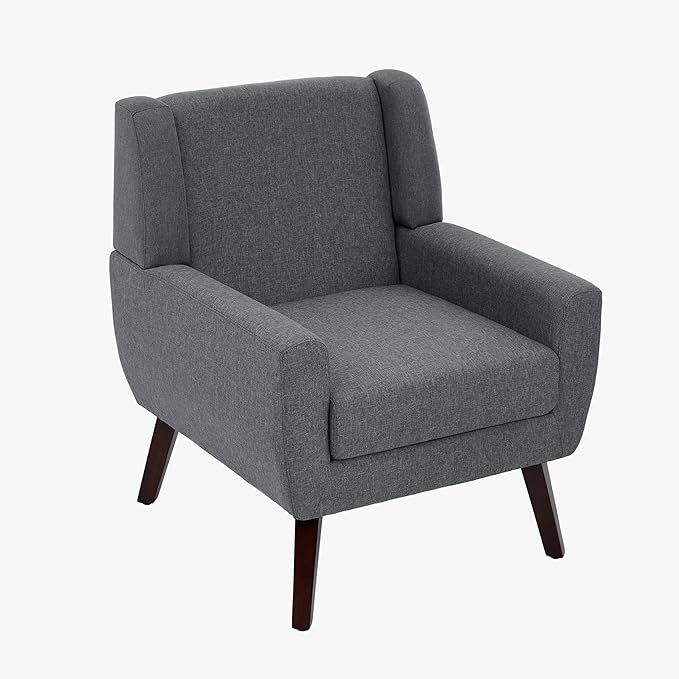 UIXE Accent Chair, Fabric Upholstered Armchair for Living Room, Comfy Arm Chair Single Sofa Bedroom Side Reading Seat - Flax Gray-Ruum Studio Home