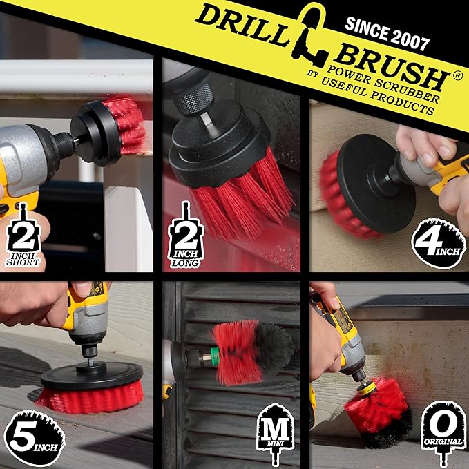 Drillbrush Headstone Cleaning Supplies - Outdoor Power Brush - Fountain Cleaner Tool - Deck Scrubbing Tool - Patio Cleaning Brush - Concrete Garage Floor Cleaner - Granite Scrubber Kit for Drill-Ruum Studio Home