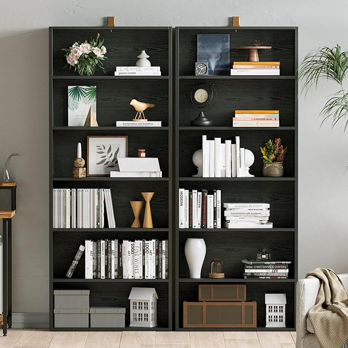 IRONCK Bookshelves and Bookcases Set of 2 Floor Standing 6 Tiers Display Storage Shelves 70 in Tall Bookcase Home Decor Furniture for Home Office, Living Room, Bed Room-Ruum Studio Home