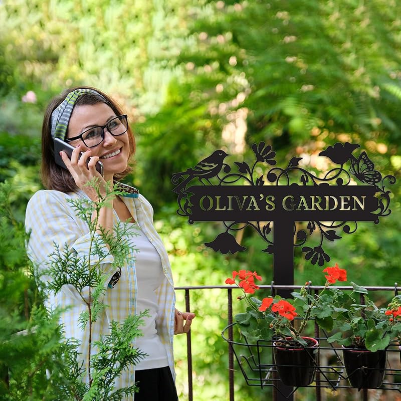 Metal Signs Customized | Personalized Garden Stake Metal Sign | Custom Metal Garden Sign | Personalized Garden Name Sign | Custom Sign Outdoor Metal | Gardening Decor Gifts for Gardeners-Ruum Studio Home