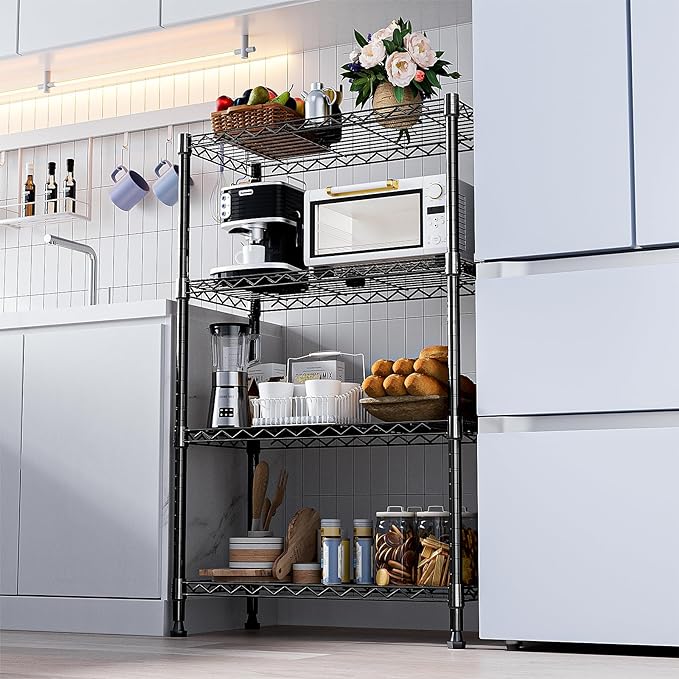 1000 lbs Storage Shelving Steel Heavy Duty 4-Tier Utility Shelving Unit Steel Organizer Wire Rack for Home,Kitchen,Office (13.7" D x 29.5" W x 47.2" H)-Ruum Studio Home
