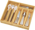 BAMEOS Utensil Drawer Organizer, 5 Slots Silverware Organizers for Kitchen Drawers, Bamboo Flatware Organizer for Knives Cutlery Spoons Forks (Natural)-Ruum Studio Home