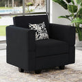 Belffin Modular Sectional Arm Accent Chair with Storage Seat Velvet Armchair Single Sofa Club Chair Black-Ruum Studio Home