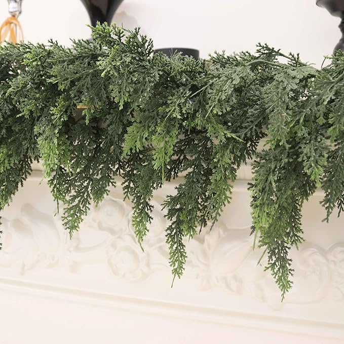2Pcs 6FT Christmas Cedar Garland Artificial Real Touch Thickness Realistic Greenery Pine Garland for Mantle Fireplace Outdoor Indoor Christmas Decorations-Ruum Studio Home