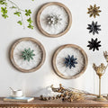 Paquesta 3 Piece Round Farmhouse Wall Decor with 6 Piece Interchangeable Flowers 12'' Medallion Wood & Metal Rustic Wall Art for Living Room Bedroom Kitchen Bathroom Dining Room Home Decorations-Ruum Studio Home