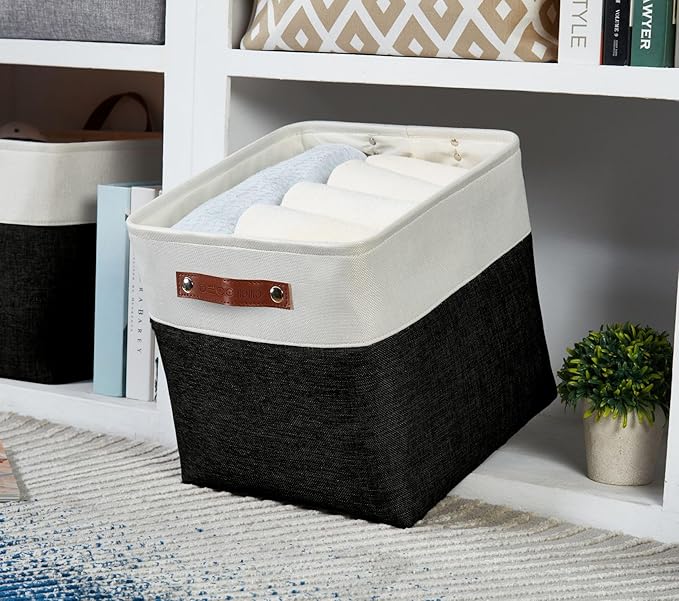 DECOMOMO Storage Cubes, 11x11 Cube Storage Bins, Baskets for Shelves (Black & White, Cube 11" - 4 Pack)-Ruum Studio Home