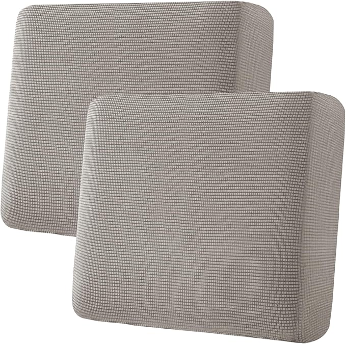 H.VERSAILTEX Super Stretch Individual Seat Sofa Covers Couch Slipcover Sets Thick Jacquard Textured Twill Fabric (2 Piece Large Sofa Cushion Covers, Taupe)-Ruum Studio Home
