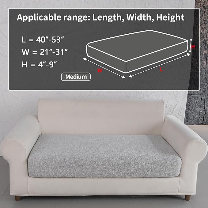 Couch Cushion Covers for Sectional Sofa, Stretch Soft Sofa Slipcovers Washable Wear-Resistant Universal Furniture Protector for Living Room(1 Piece Loveseat Cover, Light Gray)-Ruum Studio Home