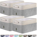 BALEINE 4 Pack Fabric Storage Bins for Shelves, Linen Storage Baskets for Organizing, Decorative Closet Bins for Clothes, Home (Grey, 12"x8"x8")-Ruum Studio Home