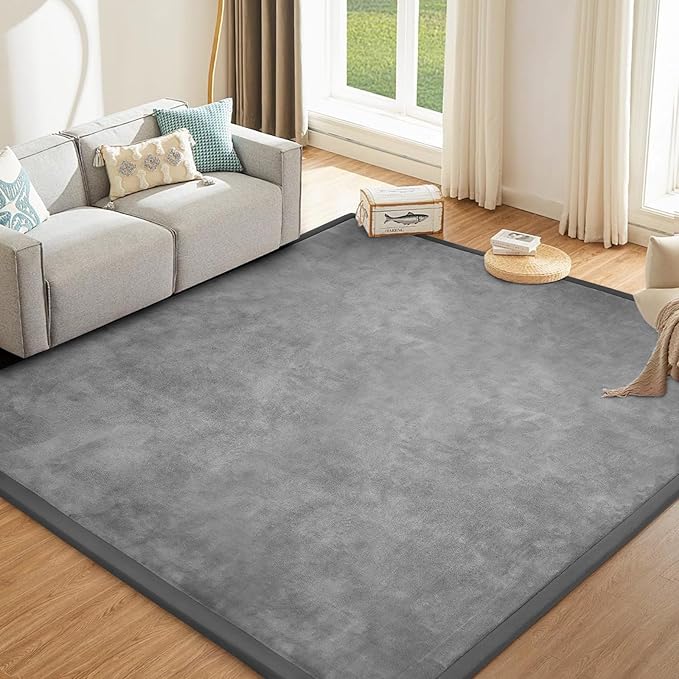 Baby Play Mat 1.2" Thick Memory Foam Nursery Rug Area Rug, 9’2” X 6’7” Yoga Mat Playmat Crawling Mat for Baby,Toddlers, Infants, Kids,Floor Mat Tatami Mat for Living Room with Non-Slip(Grey)-Ruum Studio Home