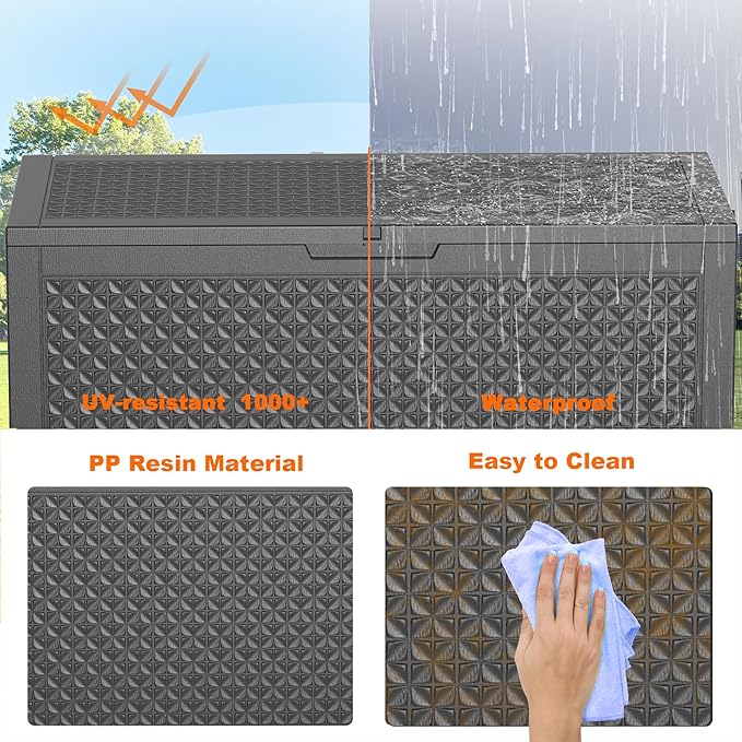 Vixzen 100 Gallon Waterproof Deck Box – Outdoor Storage Organizer for Patio & Garden,Black Pattern-Ruum Studio Home
