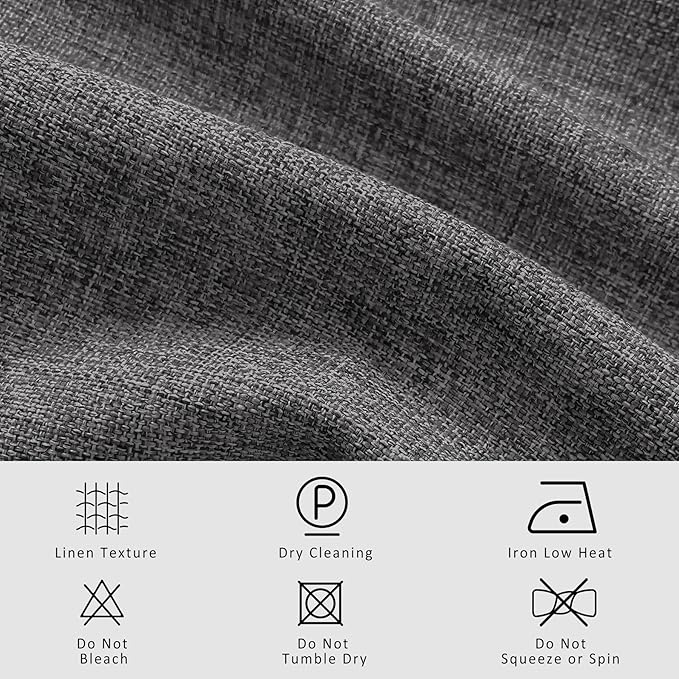 Macochico Natural Grey 100% Blackout Linen Curtains 96 Inches Long Pinch Pleated Curtains for Bedroom Living Room Nursery Farmhouse Insulated Sound Reducing Drapery with Tieback 84”Wx96”L 1 Panel-Ruum Studio Home