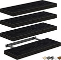 QEEIG Floating Shelves for Wall Bathroom Shelf Bedroom Kitchen Living Room Farmhouse Small Book Shelf 16 inch Set of 4, Black (015-B4)-Ruum Studio Home