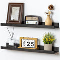 Picture Ledge Shelf for Wall, 24 inch Solid Pine Wood Nursery Book Shelves 2 Packs, Floating Ledge Shelves for Kids' Room Bedroom Bathroom Living Room Photo Frames Office Nursey Wall Decor, Black-Ruum Studio Home