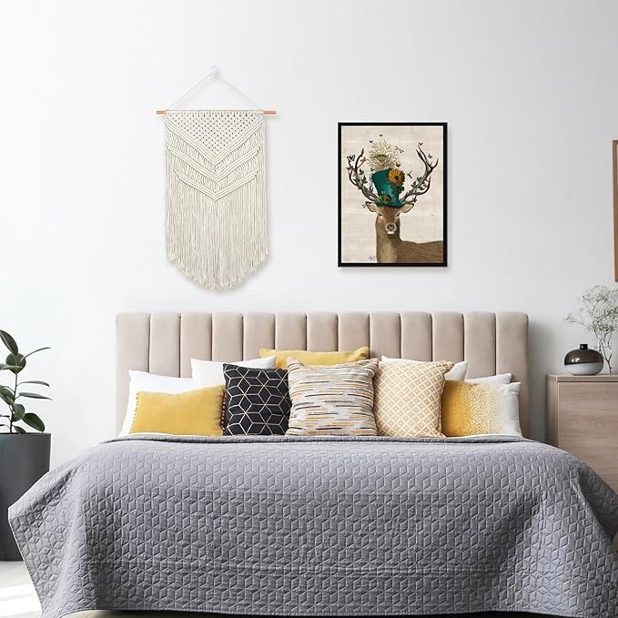 JONKASIPA Macrame Woven Wall Hanging, Bohemian Wall Decor, Handmade Woven Tapestry with Tassels, Delicate Lace Decor Crafts for Bedroom,Living Room or Farmhouse (Beige)-Ruum Studio Home