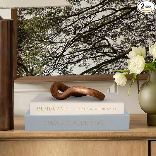 Linen Decorative Books for Home Decor,Set of 2 Aesthetic Faux Decor Book for Decoration,Fake Books for Bookshelf,Keepsake Storage Box (Blue & Beige)-Ruum Studio Home