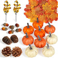 Artmag 51 PCS Artificial Pumpkins, Fall Harvest Decorations with Acorns, Pinecones, Berries, Maple Leaves for Farmhouse Fall Thansgiving Halloween Decor Decoration-Ruum Studio Home