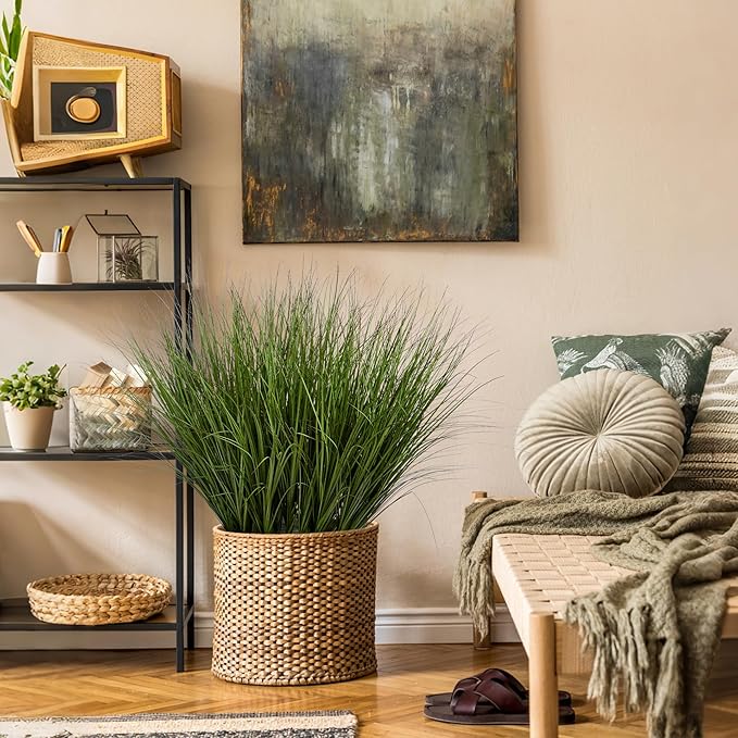 24PCS Fake Plants Artificial Wheat Grass Greenery Plastic Plants Fake Grass Artificial Plants for Outdoor Decor Artificial Grass Plant with Greenery Stems for Indoor Home Decoration 26.4"-Ruum Studio Home