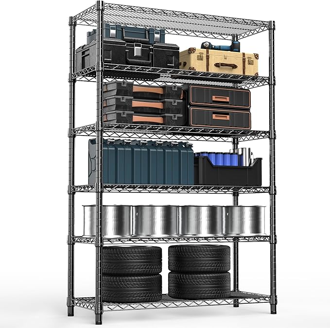 4080 lbs Steel Storage Shelving 6-Tier Utility Shelving Unit Steel Organizer Wire Rack for Home,Kitchen,Office,Garage, 17.7" D x 47.2" W x 72.3" H-Ruum Studio Home