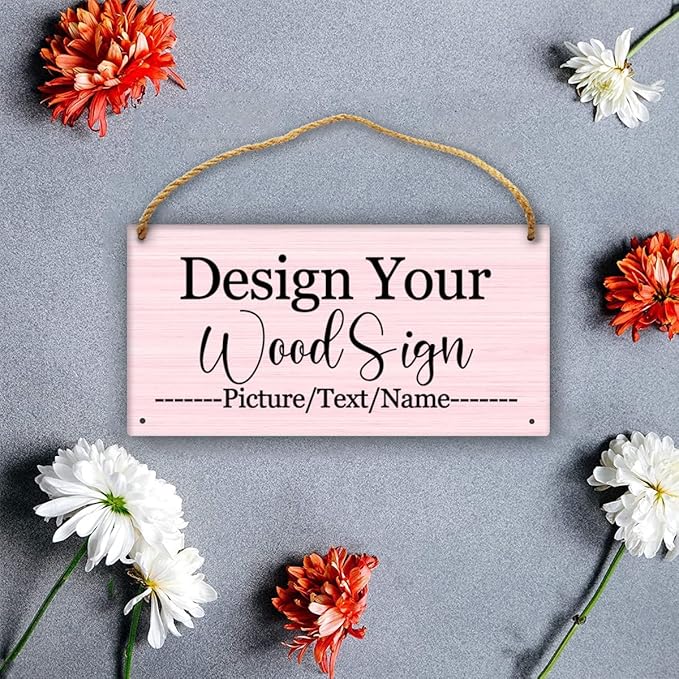 Personalized Rustic Wooden Sign, Custom Plaque Wall Hanging, Art Wood Board Sign for House, Customized Name Sign, Gifts for Family Members Teachers Friends 11.8x5.9 inch-Ruum Studio Home