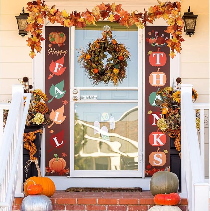 DearHouse 2 Pack Fall Maple Leaf Hanging Vine Garland Artificial Autumn Foliage Thanksgiving Decor for Home Wedding Fireplace Party Christmas (Light Yellow)-Ruum Studio Home