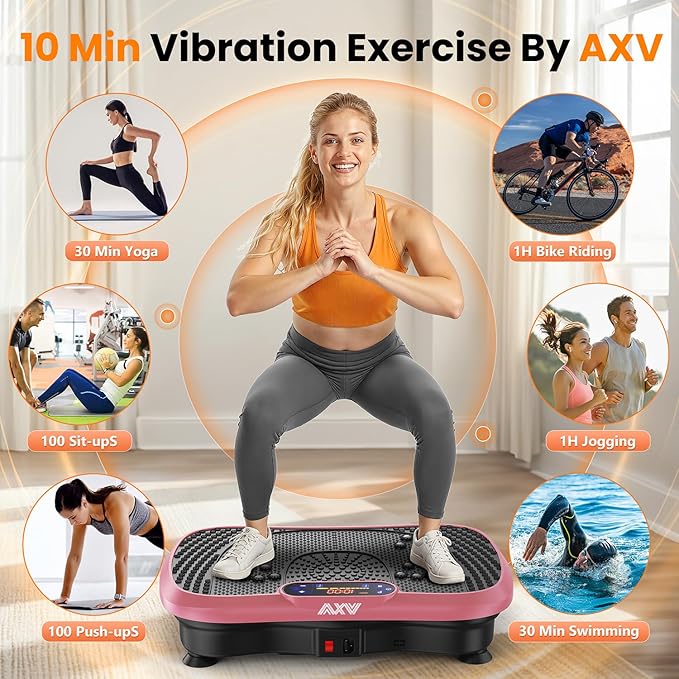 AXV Vibration Plate Fitness Platform Exercise Machine Vibrating Lymphatic Drainage Shaking Full Body Shaker Workout Vibrate Stand Shake Board Sport Gym for Weight Loss Fat Burner for Women Men-Ruum Studio Home