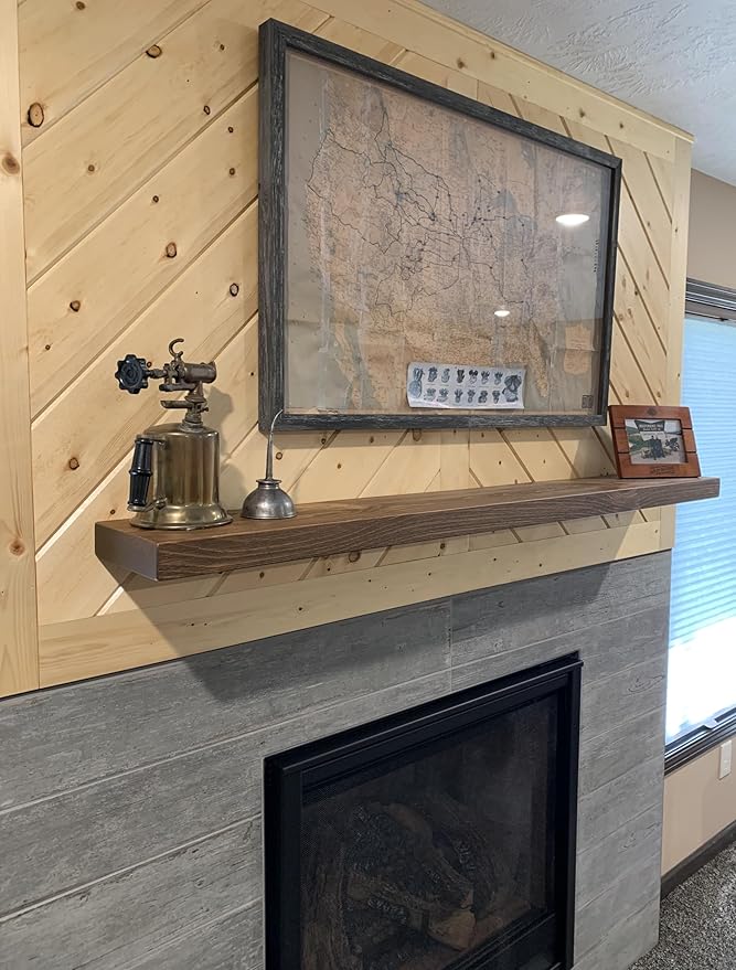 joelsantiques 60 Inch Wooden Floating Shelves for Wall - 60x6x2 in - Made of Natural Wood - Long Heavy Duty Rustic Wall Shelves for Bedroom - Perfect for Living Room, Kitchen - Grey, Gray-Ruum Studio Home